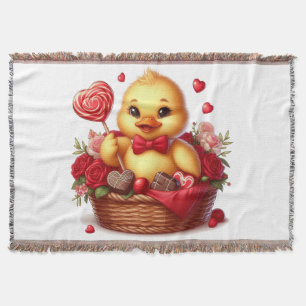 Cute/Whimisical Valentine's day duck Throw Blanket