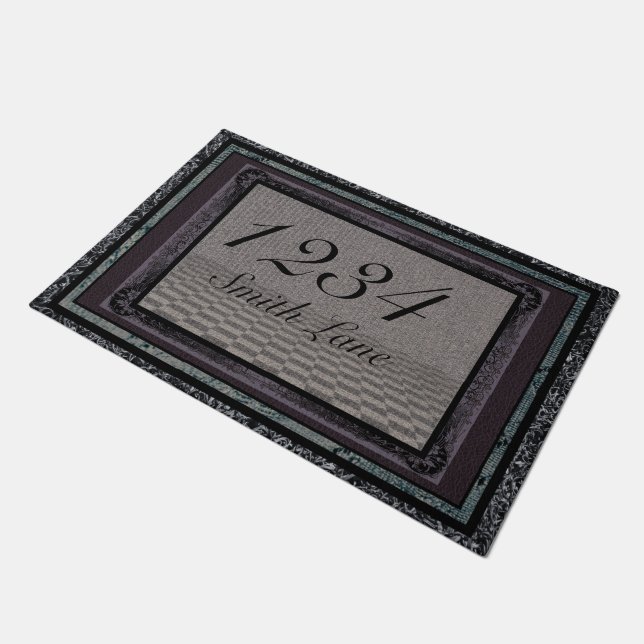 Cute Whimsical Address  Doormat (Angled)