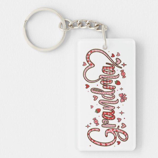 Cute, whimsical and warm Grandma Key Ring (Front)
