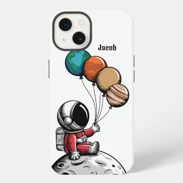 Cute Whimsical Astronaut,Planet Outer Space,Custom iPhone Case (Back)