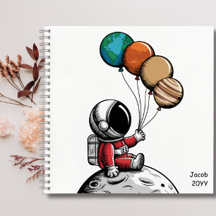 Cute Whimsical Astronaut,Planet Outer Space,Custom Notebook