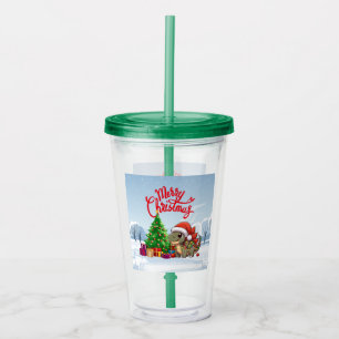 Cute/Whimsical baby Christmas stegosaurus Acrylic Tumbler