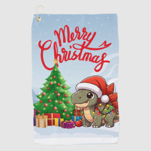 Cute/Whimsical baby Christmas stegosaurus Golf Towel