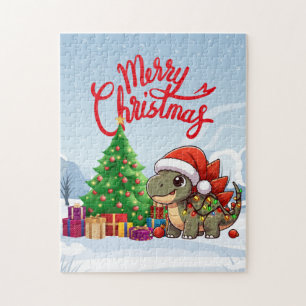 Cute/Whimsical baby Christmas stegosaurus  Jigsaw Puzzle