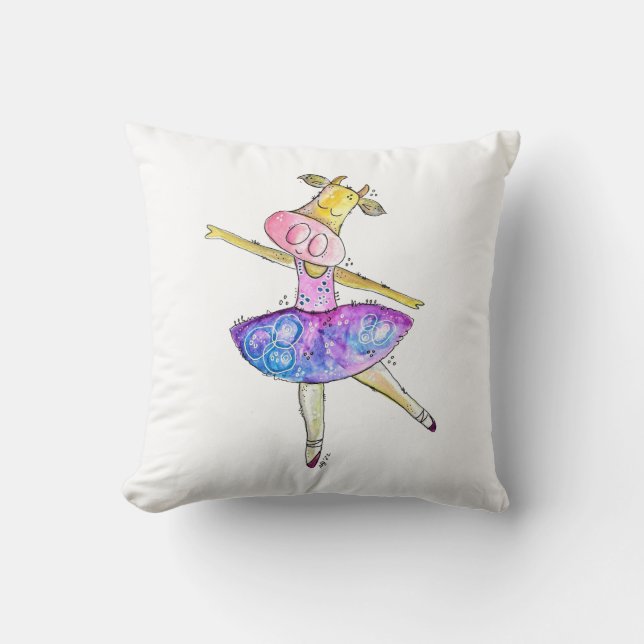 Cute Whimsical Ballerina Cow Cushion (Front)