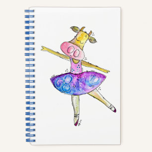 Cute Whimsical Ballerina Cow Notebook