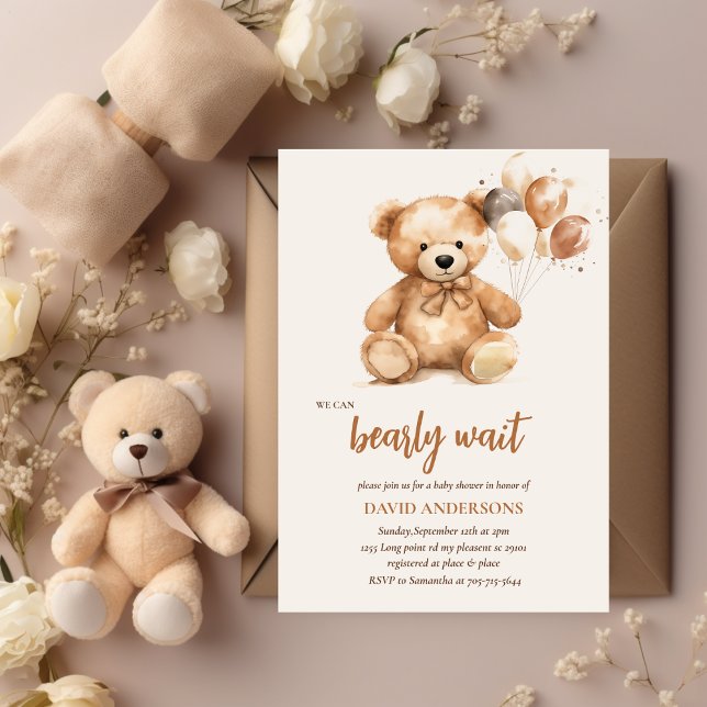 Cute Whimsical Bear With Balloons Invitation (Creator Uploaded)