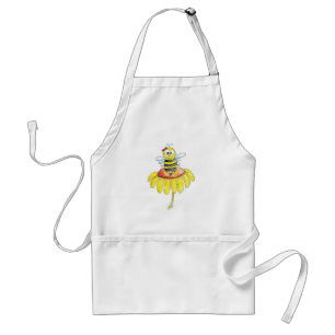 Cute Whimsical Bee on a Flower Standard Apron