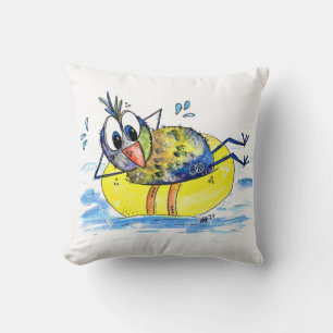 Cute Whimsical Bird on Float Cushion