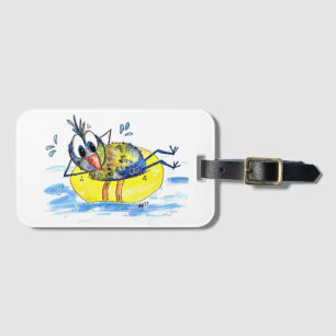 Cute Whimsical Bird on Float Luggage Tag