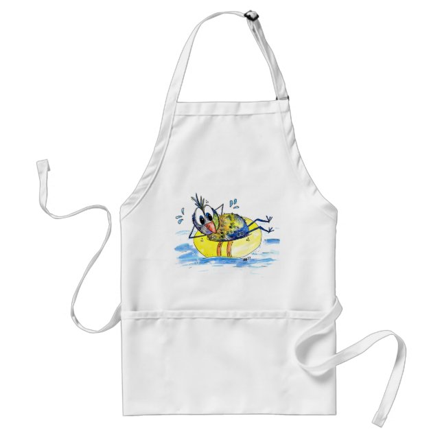 Cute Whimsical Bird on Float Standard Apron (Front)