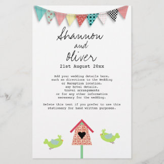 Cute Whimsical Birds And Birdhouse Wedding Info
