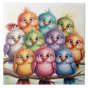 Cute Whimsical birds Tile