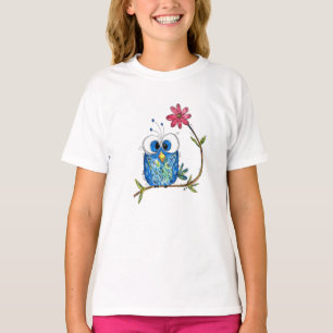 Cute Whimsical Blue Owl T-Shirt
