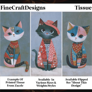 Cute Whimsical Boho Cat Set, Pastel EV6L Decoupage Tissue Paper