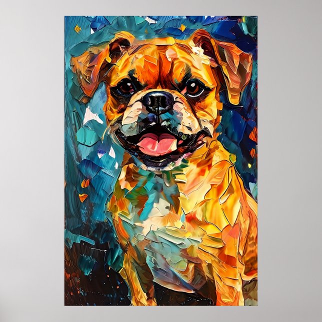 Cute Whimsical Boxer Puppy  Poster (Front)