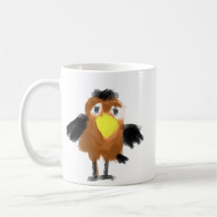 Cute Whimsical Brown Bird Digital Illustration Cof Coffee Mug