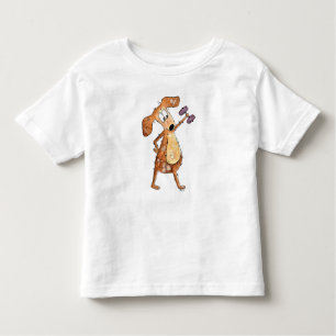Cute Whimsical Brown Dog Lifting Weights Toddler T-Shirt