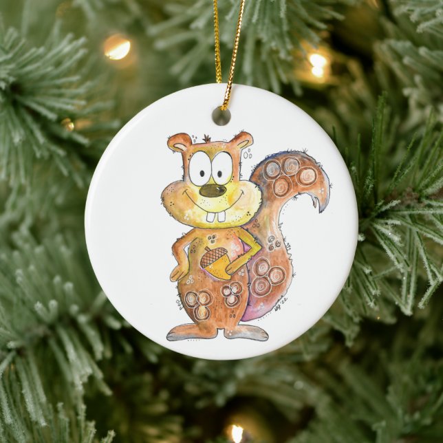 Cute Whimsical Brown Squirrel Ceramic Tree Decoration (Tree)