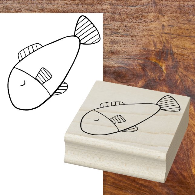 Cute Whimsical Cartoon Fish Rubber Art Stamp (Cartoon Fish Stamp: Make Your Artwork Fin-tastic! 🐠)