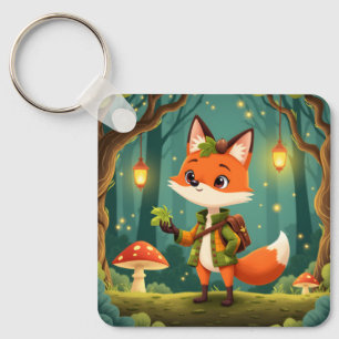 Cute Whimsical Cartoon Fox Key Ring
