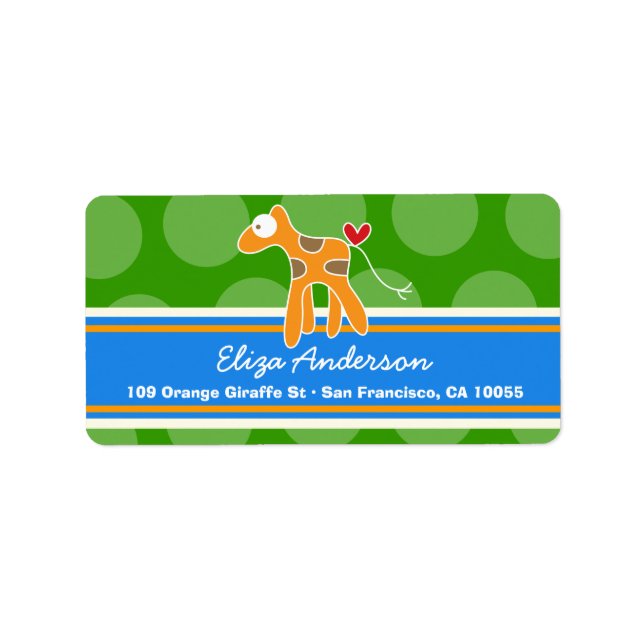 Cute Whimsical Cartoon Giraffe Address Labels (Front)