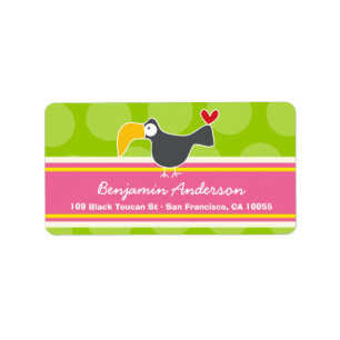 Cute Whimsical Cartoon Toucan Bird Address Labels