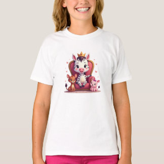 Cute Whimsical Cartoon Zebra Queen Princess T-Shirt