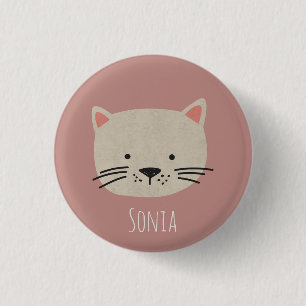 Cute Whimsical Cat Face 3 Cm Round Badge