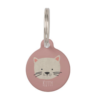 Cute Whimsical Cat Face Pet Tag
