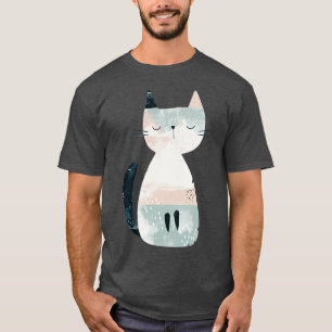 Cute Whimsical Cat Illustration Adorable Animal Ar T-Shirt