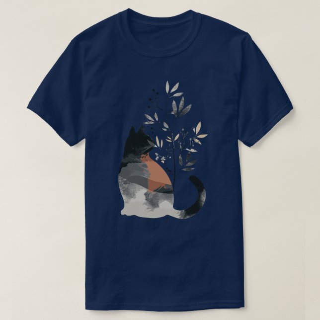 Cute Whimsical Cat Illustration Adorable Animal Ar T-Shirt (Design Front)