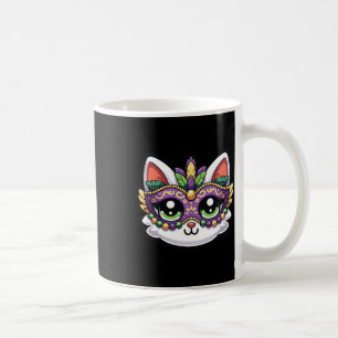 Cute Whimsical Cat In Festive Mardi Gras Mask Coffee Mug