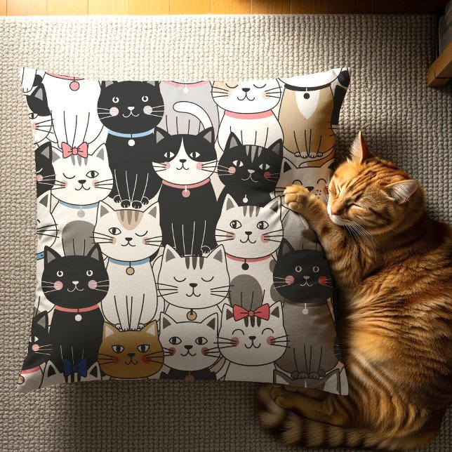 Cute Whimsical Cat Pattern Cushion (Creator Uploaded)