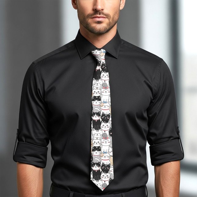Cute Whimsical Cat Pattern Tie (Creator Uploaded)