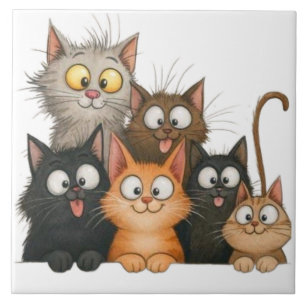 Cute Whimsical cats Tile