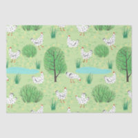 Cute Whimsical Chicken Meadow Green Field Hens