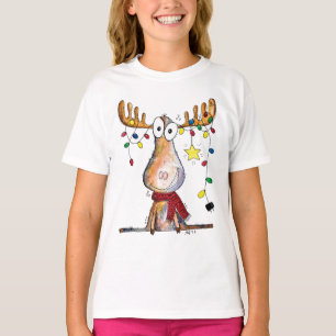 Cute Whimsical Christmas Moose T-Shirt