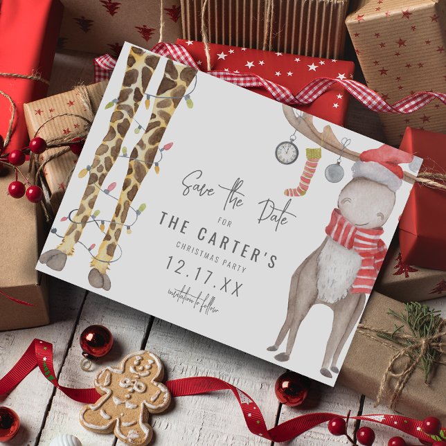 Cute Whimsical Christmas Party Save the Date Announcement Postcard (Creator Uploaded)