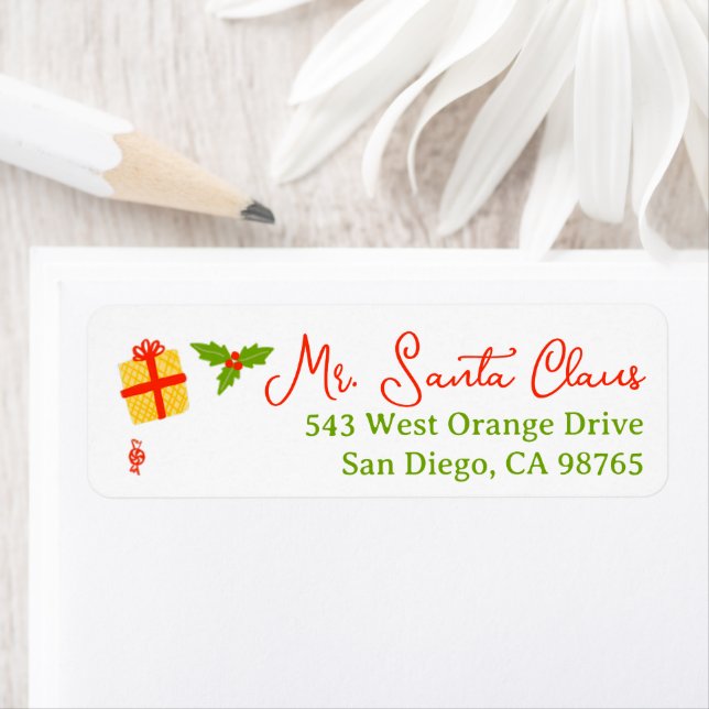 Cute Whimsical Christmas Return Address Custom (Insitu)