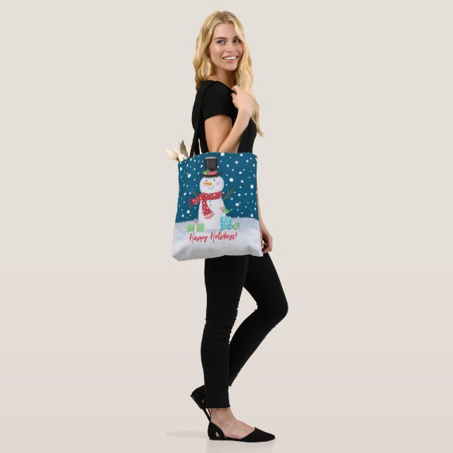 Cute Whimsical Christmas Snowman Tote Bag (On Model)