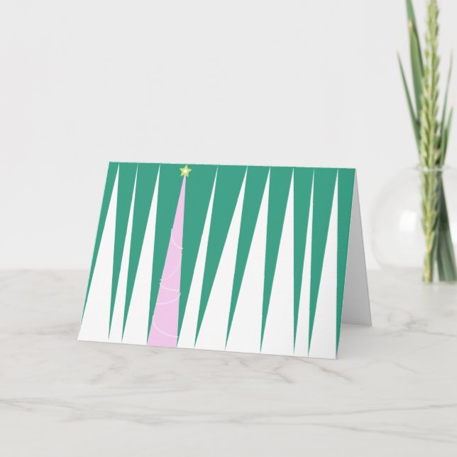 Cute Whimsical Christmas Tree Blank Holiday Card (Front)