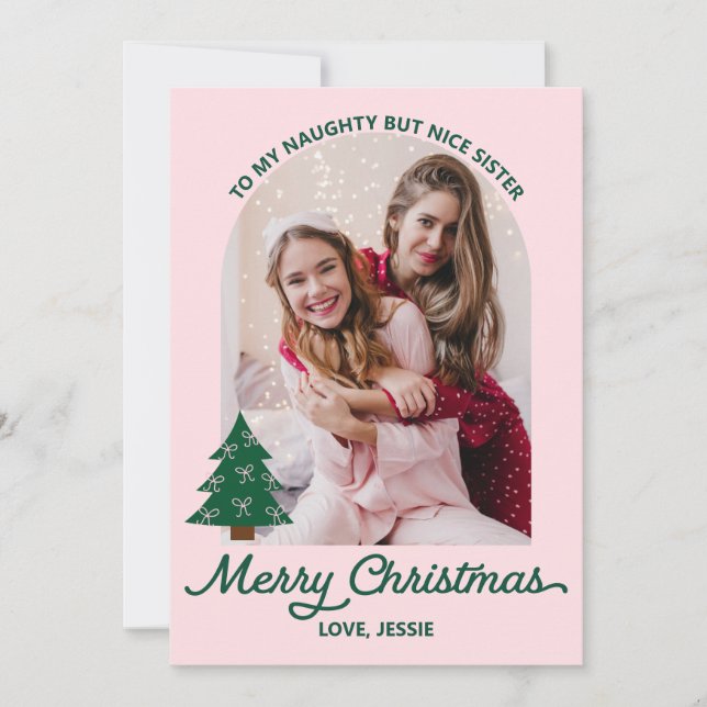 Cute Whimsical Christmas Tree Custom Photo Holiday Card (Front)