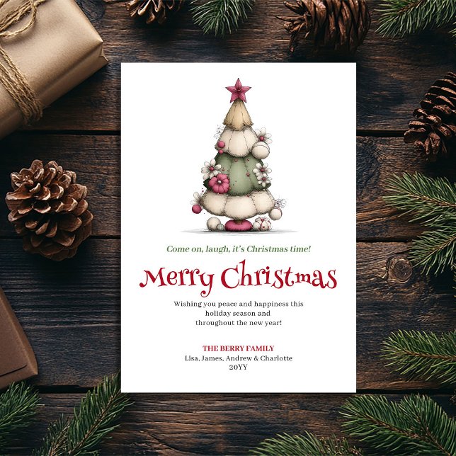 Cute Whimsical Christmas Tree Festive Greeting Holiday Card (Cute Whimsical Christmas Tree Festive Greeting)