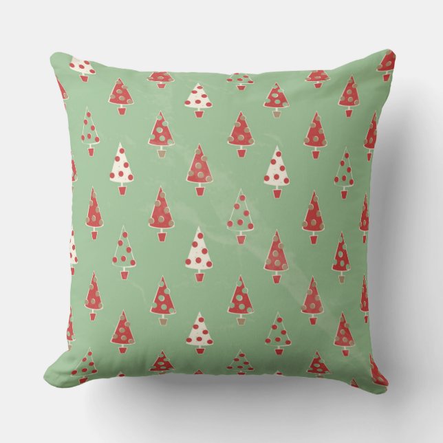 Cute Whimsical Christmas Tree Pattern Cushion (Front)