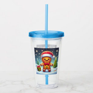 Cute Whimsical Christmas/winter gingerbread man Acrylic Tumbler