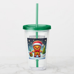 Cute Whimsical Christmas/winter gingerbread man Acrylic Tumbler