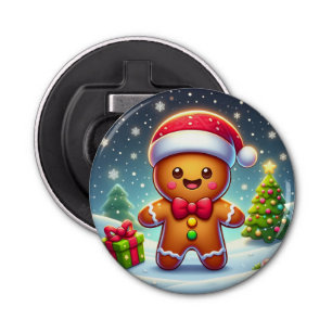 Cute Whimsical Christmas/winter gingerbread man Bottle Opener