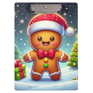 Cute Whimsical Christmas/winter gingerbread man Clipboard