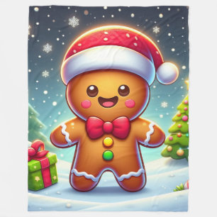 Cute Whimsical Christmas/winter gingerbread man Fleece Blanket